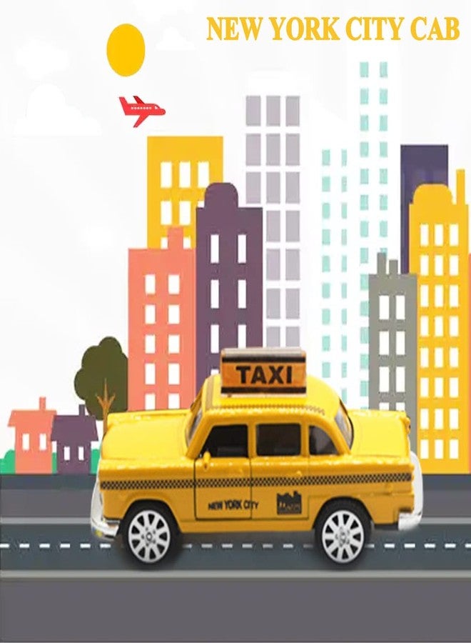 OTONOPI New York City Taxi Cab Toy Taxi Car Toy for Kids Yellow Cab Diecast Model Toy Car with Pullback Action for Toddler Age 3+ Pack of 2 - Image 2